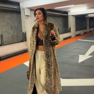 Leopard Print Faux Fur Coat - NWT